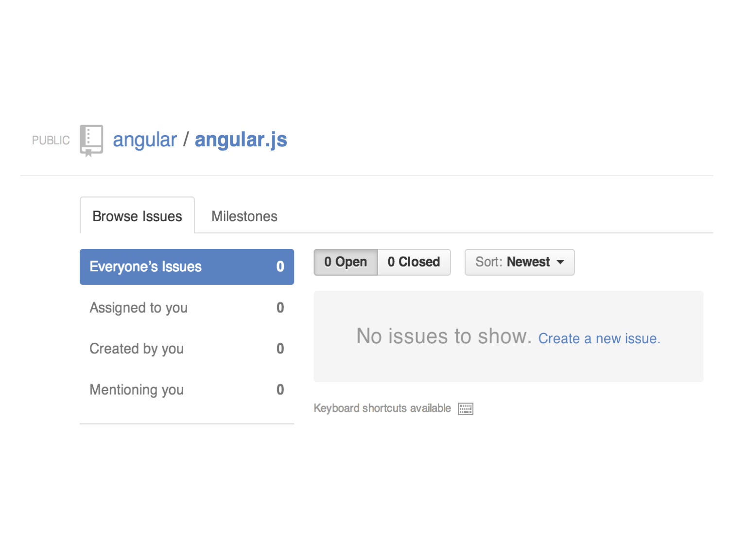 Empty AngularJS issue tracker