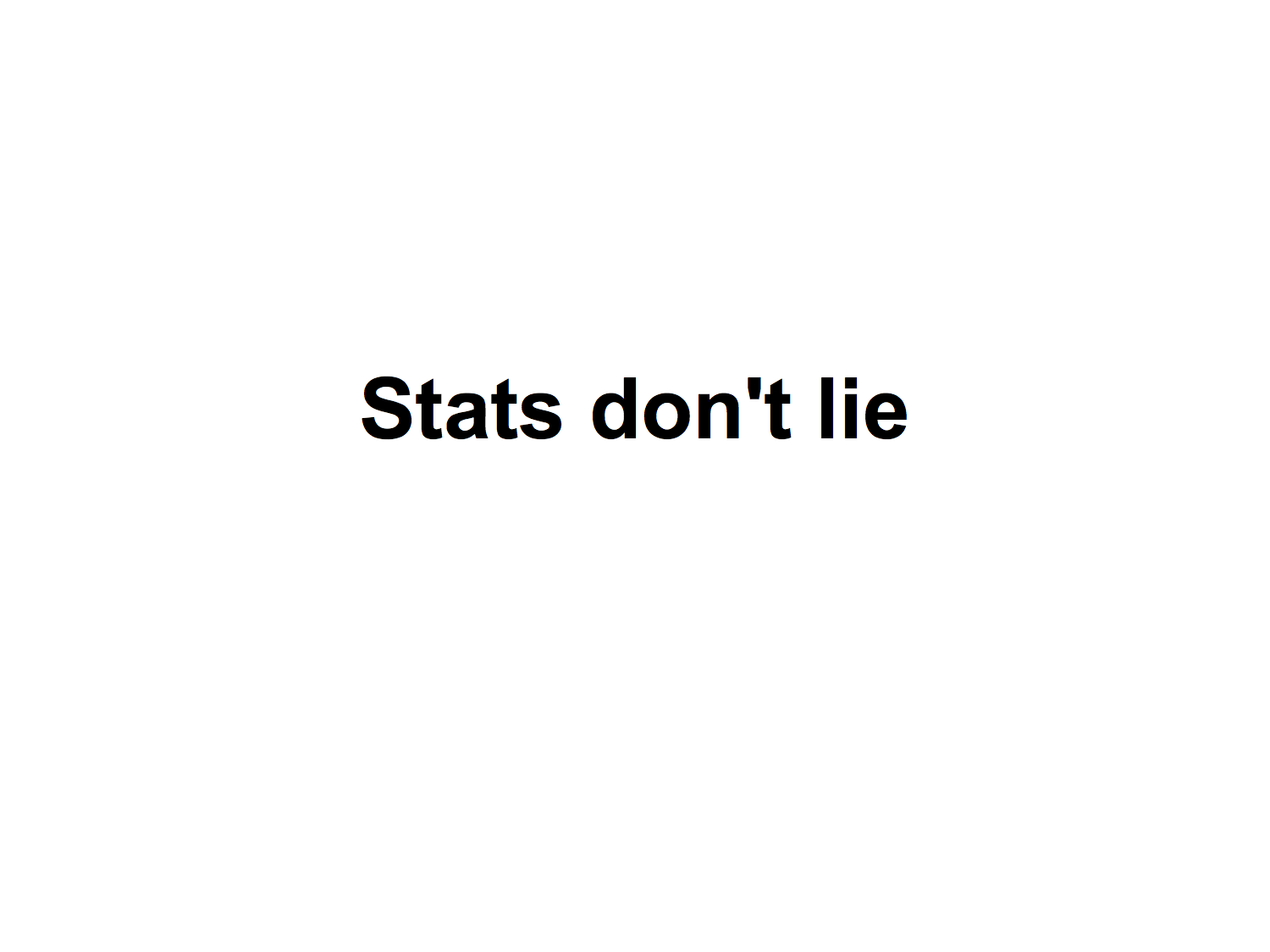 Stats don't lie